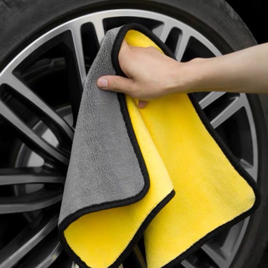 Khăn Lau Xe Hơi Chuyên Dụng Microfiber 2 Lớp, Siêu Thấm Không Rụng Lông, Thấm Hút Nước Tốt