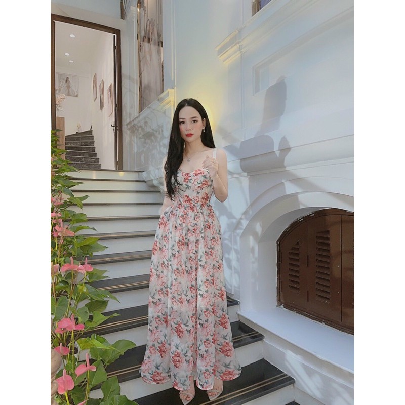 Váy maxi tơ hoa cao cấp | BigBuy360 - bigbuy360.vn