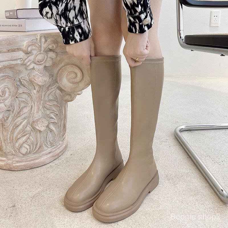 Giày bốt cổ cao đế dày mũi tròn thời trang xuân thu 2021 cho nữ | BigBuy360 - bigbuy360.vn