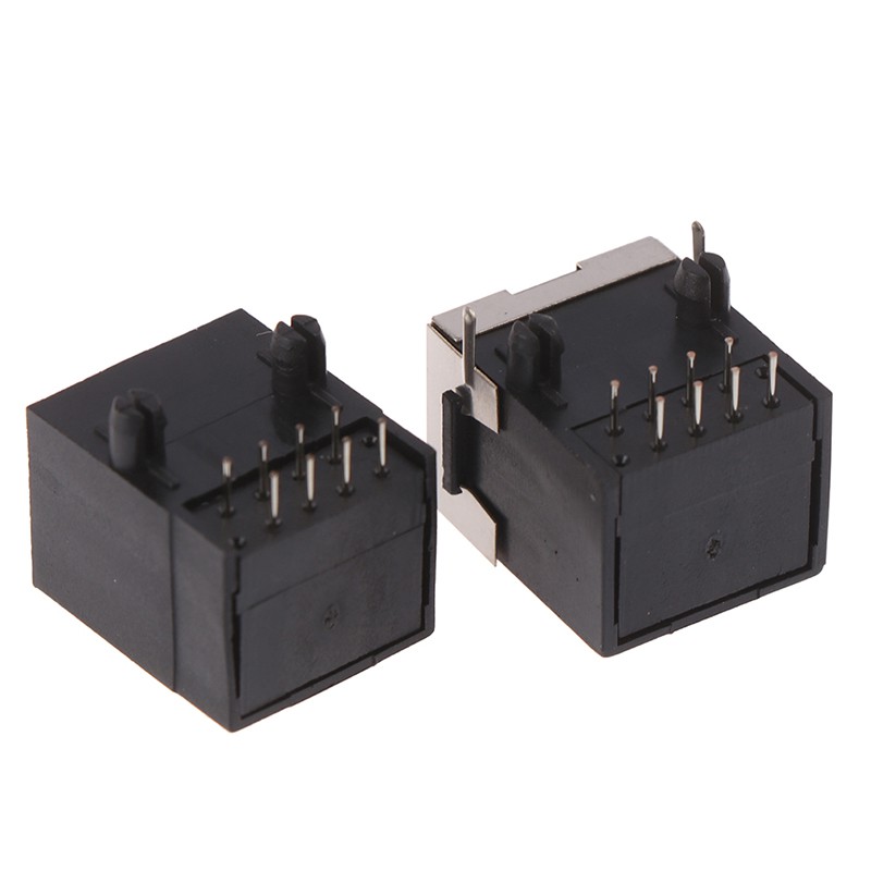 HBVN belle 10PCS RJ45 Metal 8 Pin Female PCB Right Angle Board Jack Connector 8P8C modish