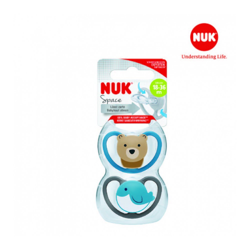 (Chính hãng) Bộ 2 ti giả NUK Space Silicone từ 0-36m