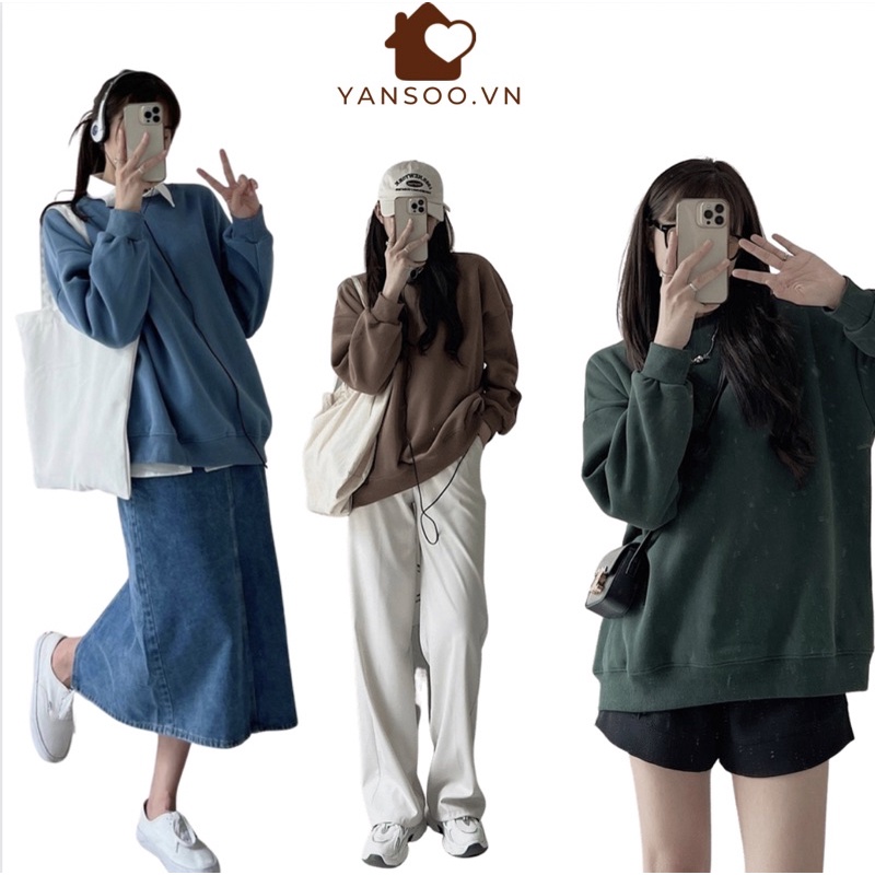 Áo nỉ trơn from rộng over size , áo ni đôi nam nữ chất nỉ bông dày dặn yansoo.vn
