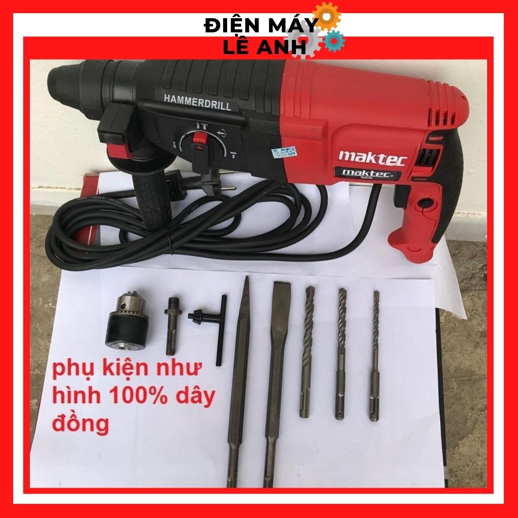 Máy khoan điện đục búa bê tông cầm tay 3 chức năng giá rẻ Maktec 2-26 100% dây đồng- Hàng thợ điện nước chuyên dùng