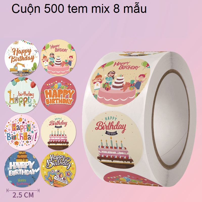 Cuộn 500 tem Chúc mừng sinh nhật - Tem Happy Birthday