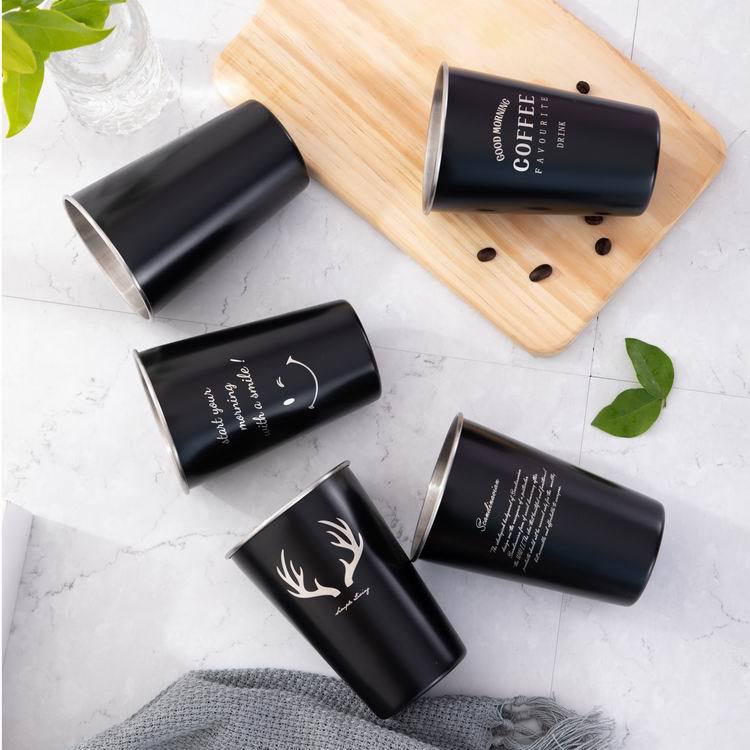 ✨Hàng Mới Về✨  Bắc Âu phong cách công nghiệp bằng thép không gỉ 304 phun sơn đen ly bia nước lạnh cốc nước giải khát cốc nước súc miệng văn phòng