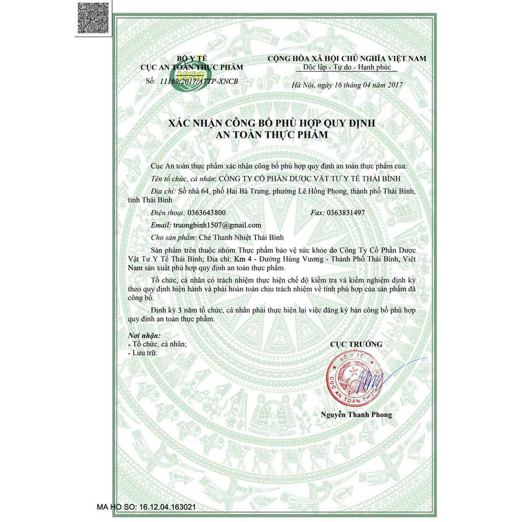 Trà Thanh Nhiệt Thái Bình túi 100 gói 10g | BigBuy360 - bigbuy360.vn