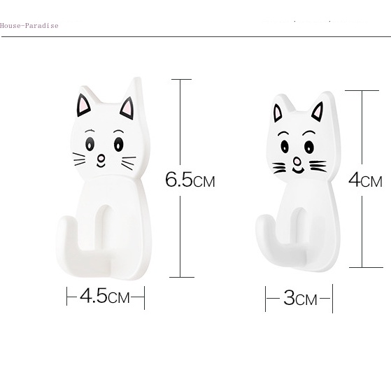 Móc treo đồ dán tường hình mèo hoạt hình đơn giản