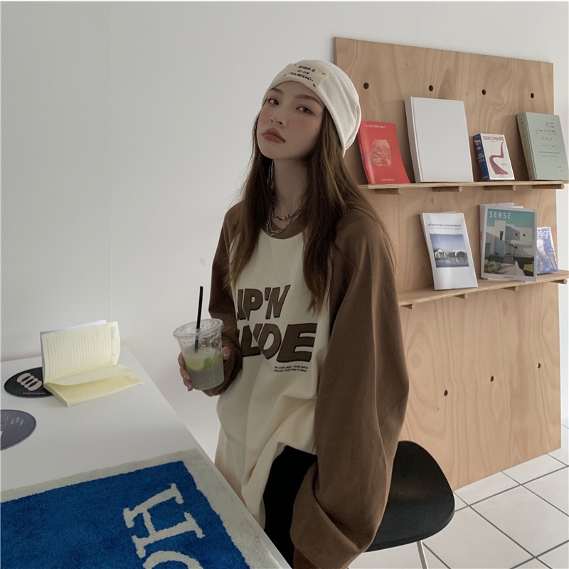Áo Thun Nữ Tay Dài Dáng Rộng Thời Trang Phong Cách Hàn Quốc | BigBuy360 - bigbuy360.vn