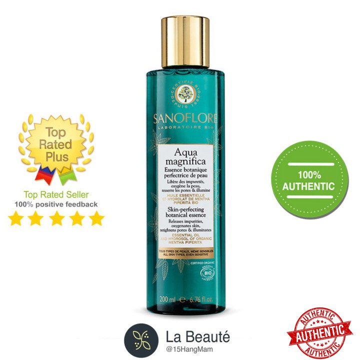 [Mã giảm giá mỹ phẩm chính hãng] Sanoflore Aqua Magnifica Essence - Nước Cân Bằng Chiết Xuất Hữu Cơ 200ml