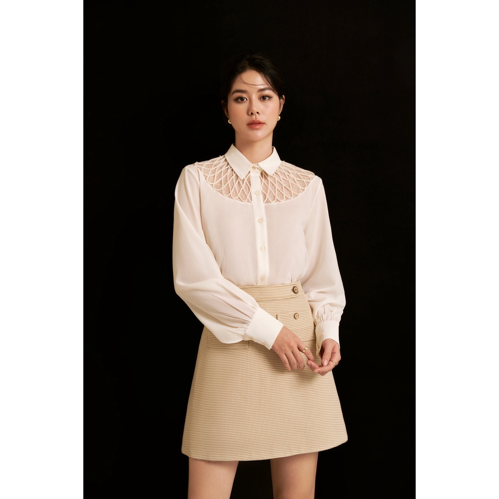 MAVEN - Chân váy caro nâu dáng A Calyn Skirt