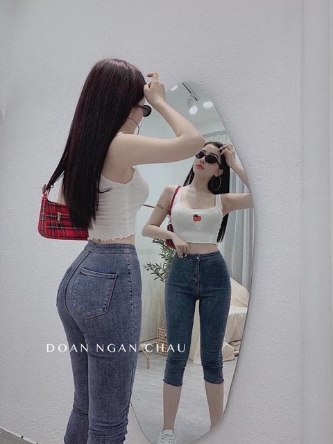 Áo hai dây croptop phối thêu_Video