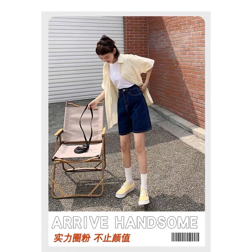 Quần Short Denim Lưng Cao Ống Rộng Thời Trang Mùa Hè Phong Cách Mới Cho Nữ