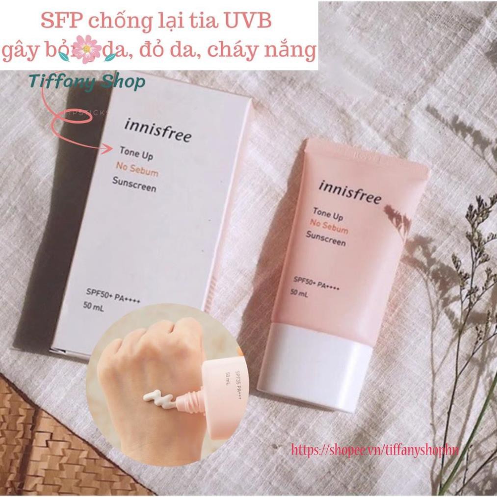 Kem Chống Nắng Innisfree Tone Up No Sebum Sunscreen SPF50+PA++++ 50ml (màu hồng)