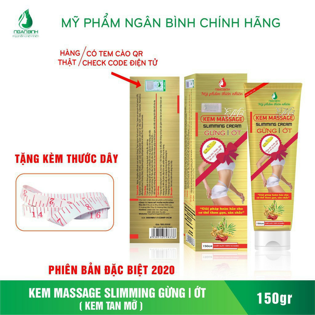 [Chính Hãng] [MẪU MỚI 2020] KEM TAN MỠ NGÂN BÌNH CAO CẤP  + Tặng Thước Dây  -  Đánh Bay Mỡ Thừa | BigBuy360 - bigbuy360.vn