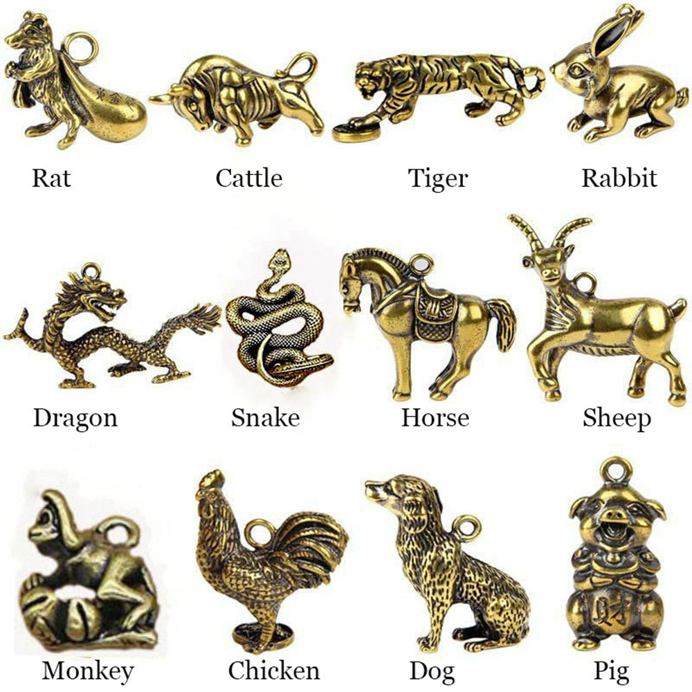 Đồ trang trí Chú Bò Bằng Đồng Nguyên Chất Cao Cấp 12 Kiểu Dáng Để Treo Chìa Khóa/Móc Khóa