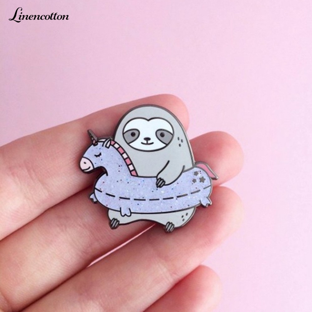 Sloth Eating Watermelon Enamel Lapel Badge Brooch Pin