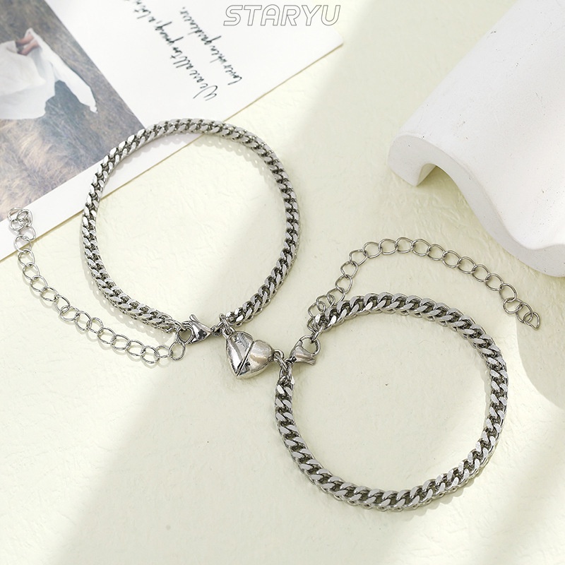 Vòng tay cặp đôi bằng thép không gỉ nam châm độc đáo