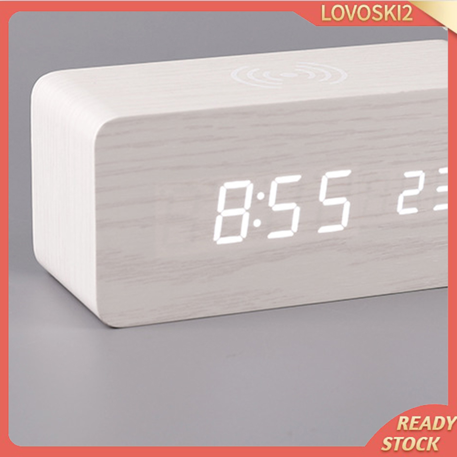 Digital Alarm Clock, Wood LED Light Mini Modern Cube Desk Alarm Clock Displays Time Date Temperature Kids, Bedroom, Home, Dormitory, Travel