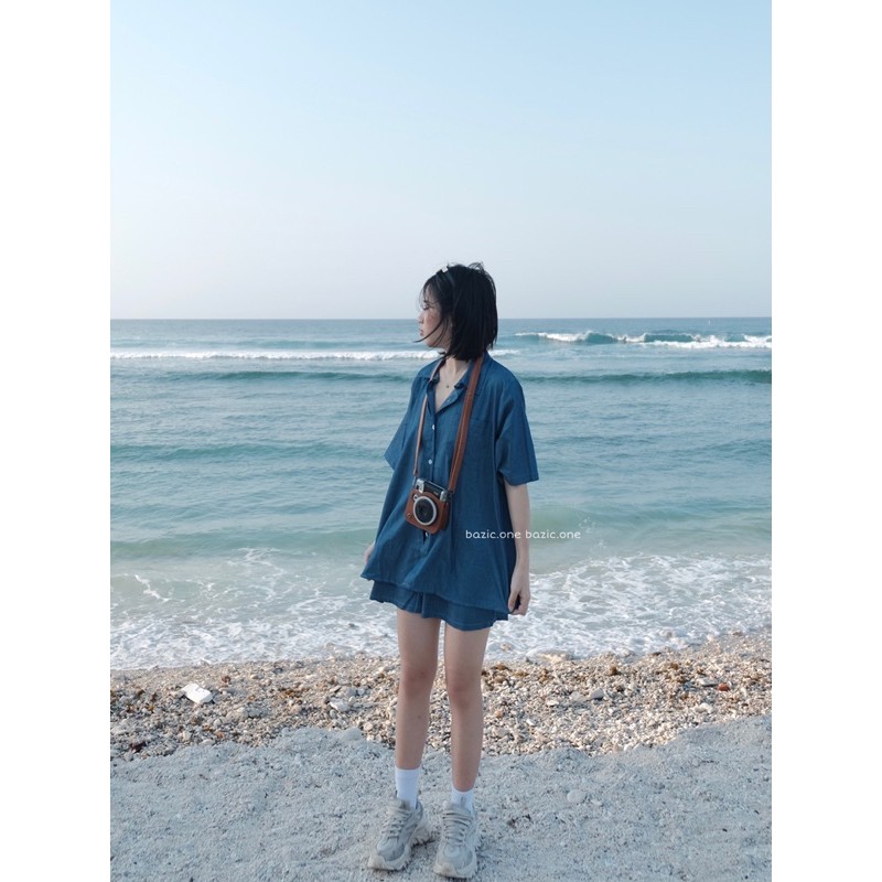 [Mã WAMT1505 giảm 10K đơn 0K] Set áo quần màu denim Bazic one | BigBuy360 - bigbuy360.vn