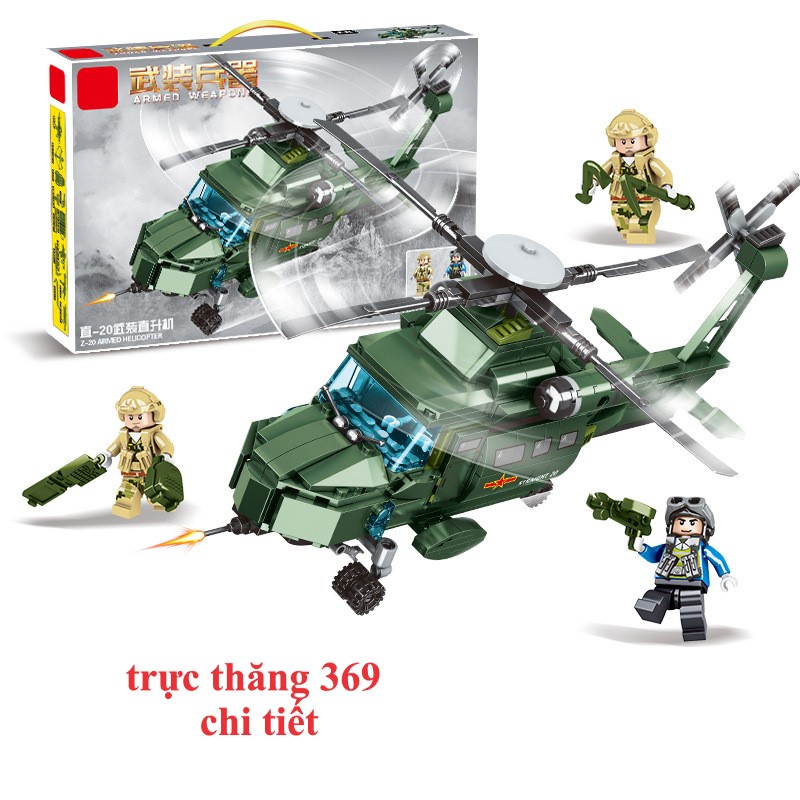 369 Chi Tiết – Bộ Đồ Chơi Lắp Ghép Mô Hình Lego Máy Bay Trực Thăng, Lắp Ráp Mô Hình Tàu Bay Chiến Đấu