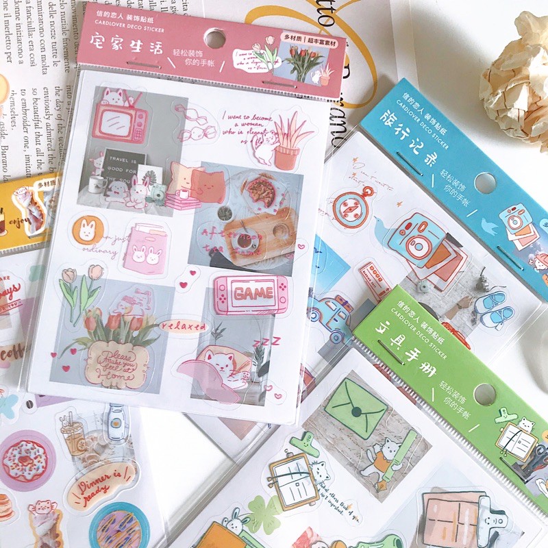 Set 3 tấm sticker cute hình dán sổ tay chủ đề Mùa Thảnh Thơi