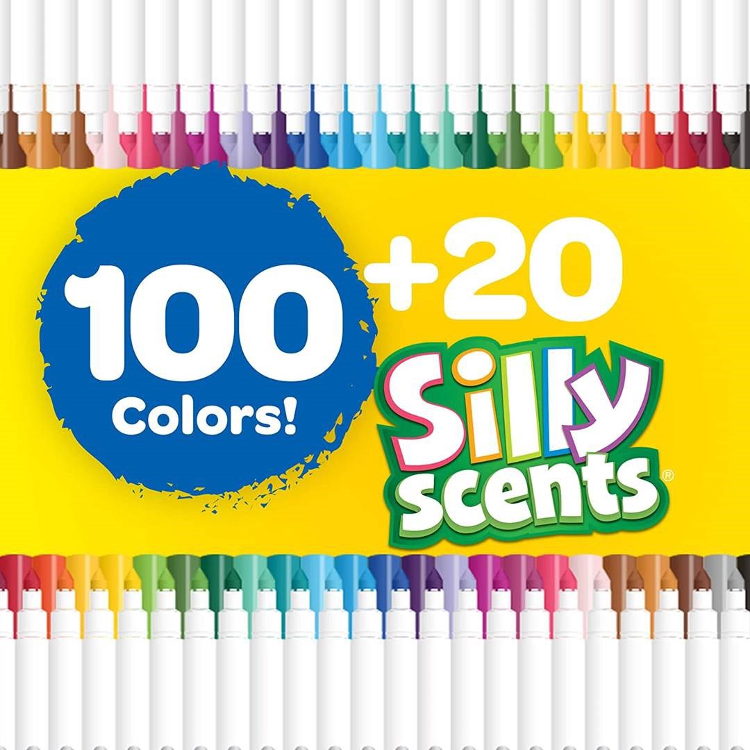 BÚT LÔNG TÔ MÀU NÉT MẢNH & DÀY CRAYOLA 120 CÂY Washable & Silly Scents (CÓ THỂ RỬA ĐƯỢC)