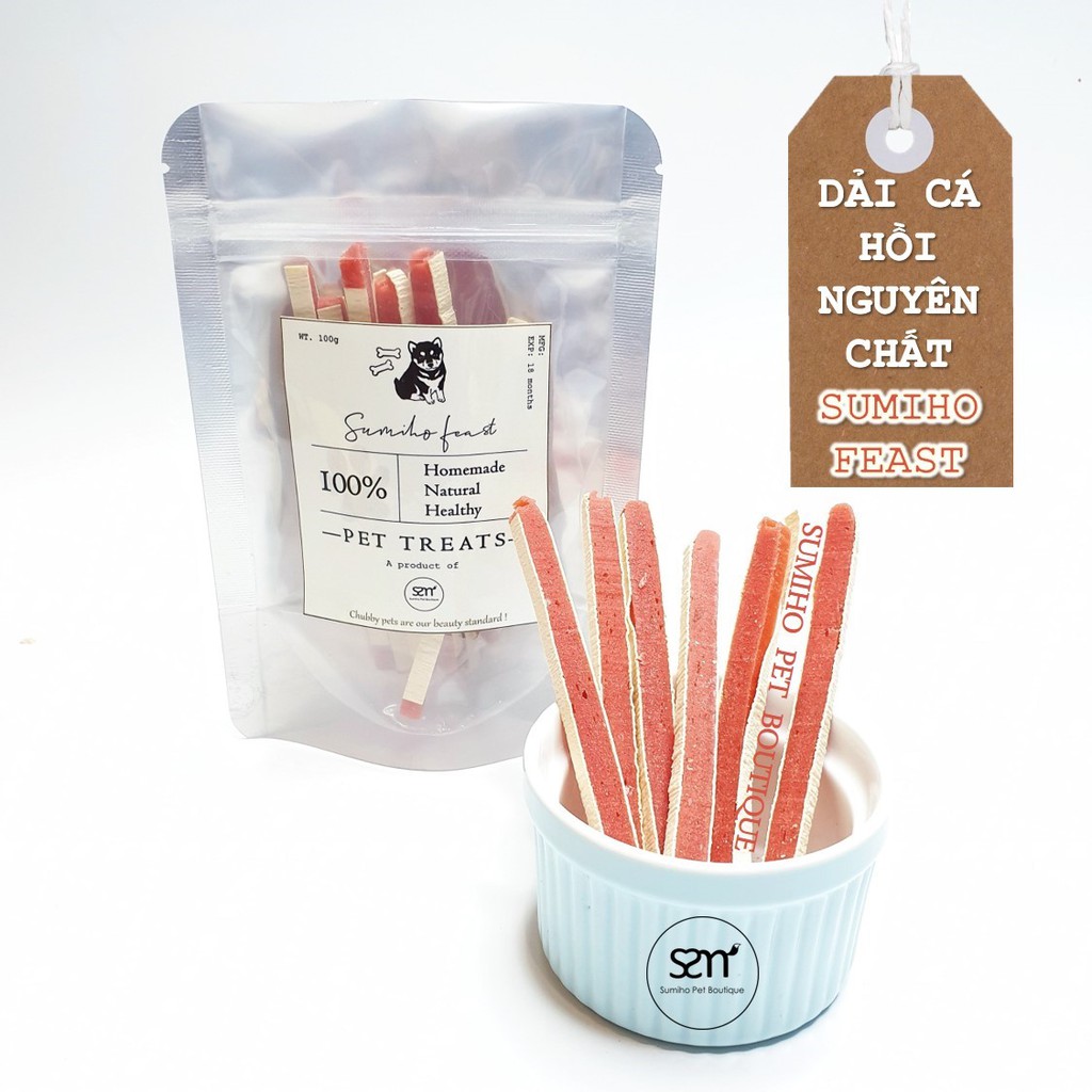Bánh thưởng cho chó Sumiho Feast (Dải cá hồi) 100gr/túi