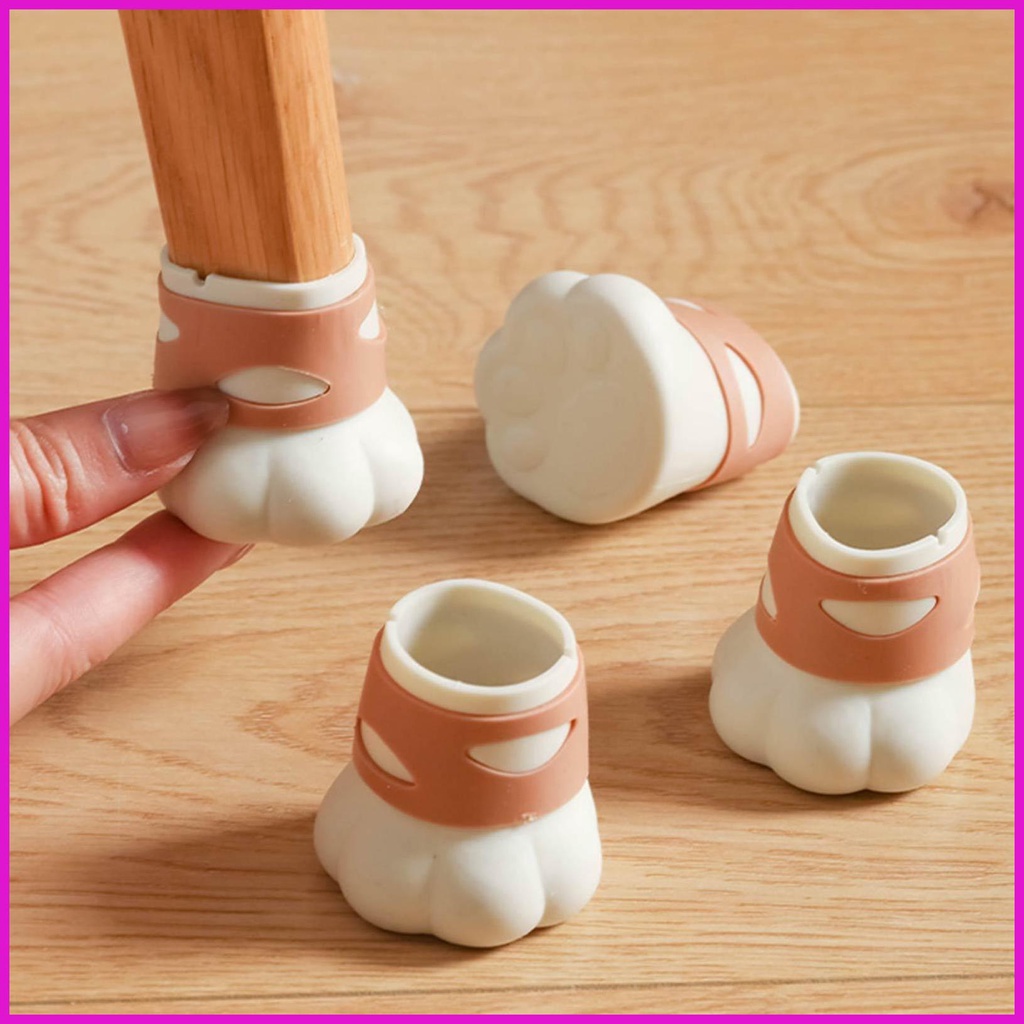 Bộ 4 Miếng Bọc Chân Bàn Ghế Bằng Silicone Hình Chân Mèo