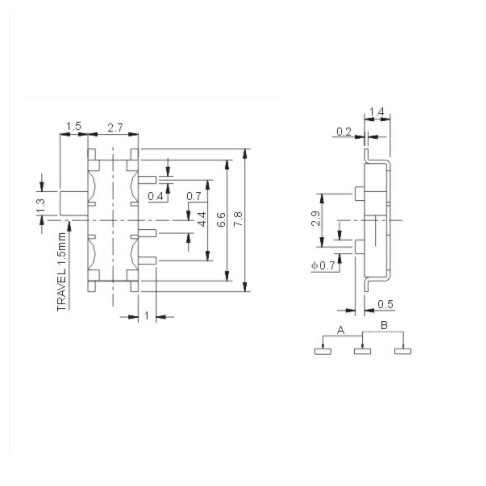 Công tắc trượt nguồn MSK-12C01-07 1P2T 7 chốt