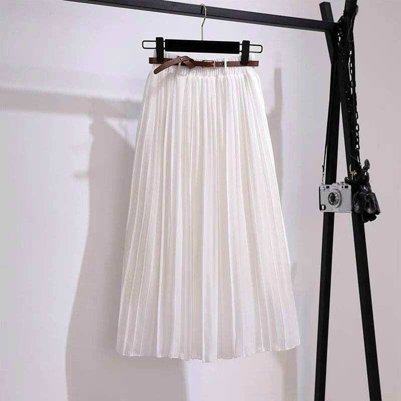 Chân váy dập ly nhỏ kèm đai