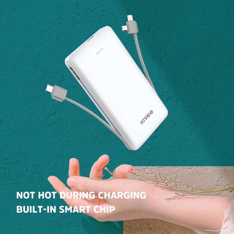 Pin sạc dự phòng KIVEE PT202 20000mah 12w với dây cáp sạc tiện dụng có đèn LED báo nguồn bảo hành 6 tháng