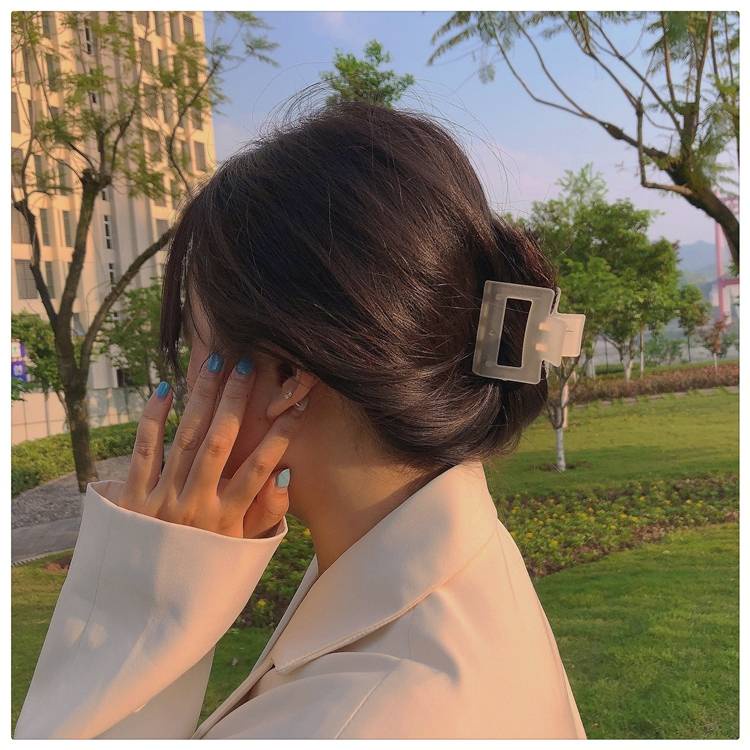 Kẹp tóc trong suốt hình cá mập màu xanh dương và trắng dễ thương phong cách Hàn Quốc cổ điển thời trang cho nữ