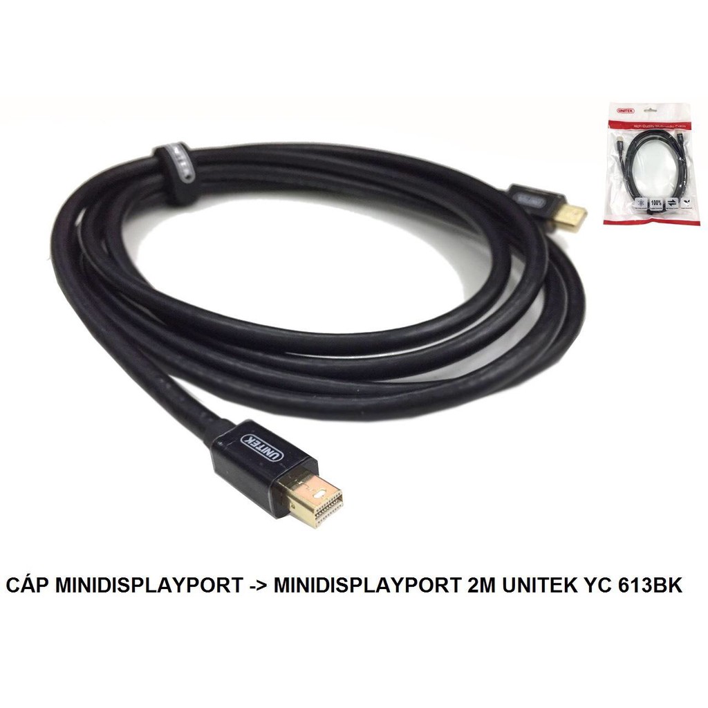 Cáp 2 đầu mini displayport thunderbolt Unitek YC 613BK dài 2m