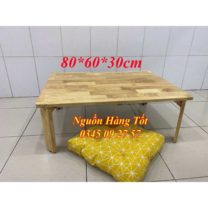 Bàn Trà Gỗ 80x60cm Chân Bánh Mì Kiểu NHẬT Ngồi Bệt Gấp Gọn