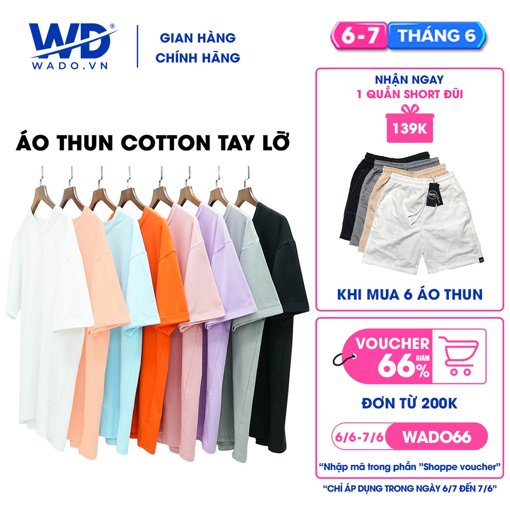 Áo phông trơn unisex tay lỡ, áo thun tay lỡ nam nữ form rộng chất cotton mềm mịn 8 màu để chọn | BigBuy360 - bigbuy360.vn