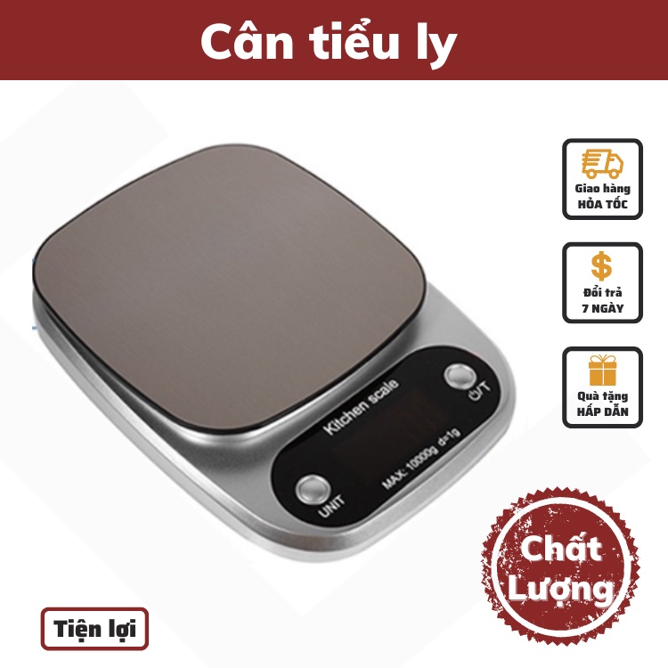 Cân tiểu ly điện tử nhà bếp 1g - 10kg dùng để làm bánh tại nhà độ chính xác cao tặng kèm pin AAA