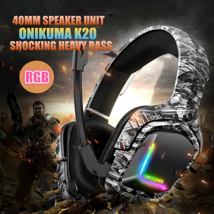 Tai Nghe Trùm Đầu Chơi Game ONIKUMA K20 Có Micro Và Đèn LED Dành Cho Máy Tính / Điện Thoại / Máy Tính Xách Tay PS4