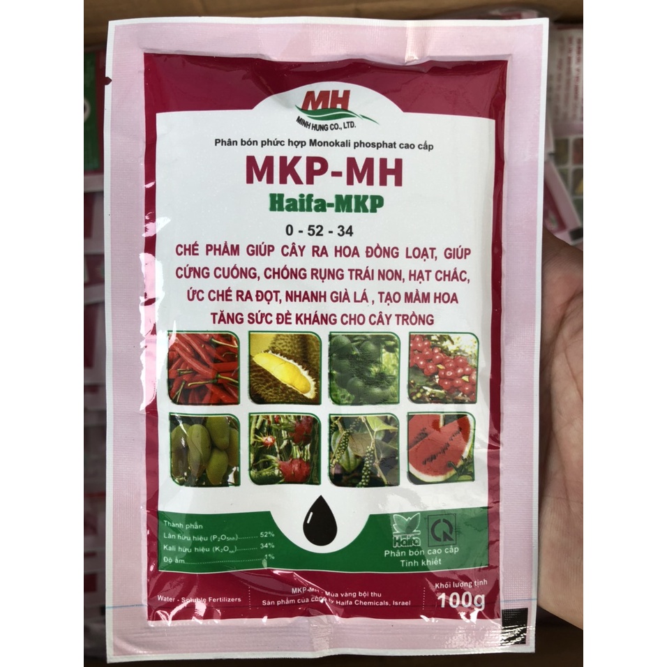 100g Phân Kali Phosphat (KH2PO4) 0-52-34 Haifa ủ mầm hoa, phân hóa mầm hoa, kích hoa đồng loạt