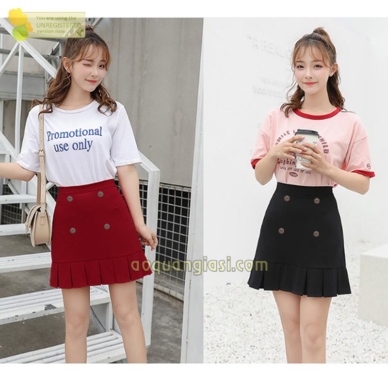 Quần giả váy nữ đuôi cá 4 nút gỗ size S,M 2 màu đen, đỏ MT790 thần thánh, hàn quốc, chuẩn store, korea, freeship 50k | BigBuy360 - bigbuy360.vn