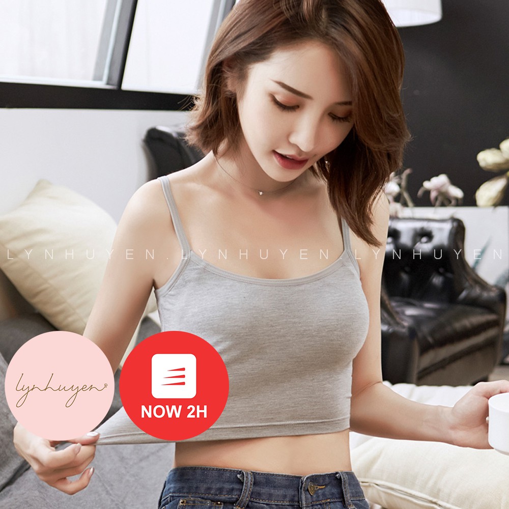 Áo 2 Dây Nữ Croptop Có Mút Ngực Cotton Mịn Lynhuyen - 3 Màu - A005 | BigBuy360 - bigbuy360.vn