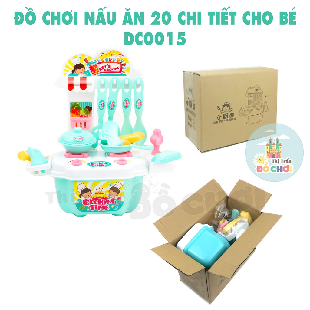 Đồ chơi nấu ăn  GIÁ SỐC  Đồ chơi nấu ăn cho bé 20 món vật dụng và tủ bếp bằng nhựa an toàn DC0015