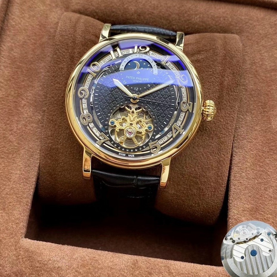 Đồng hồ Nam cao cấp Patek Philippe, máy cơ full box, dây da trẻ trung sang trọng thẻ bảo hành 12 tháng