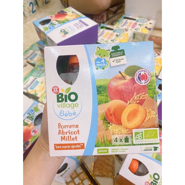 hoa quả nghiền biovillage cho bé từ 4 tháng