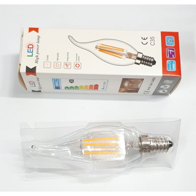 Bóng đèn LED Edison hình nến T35 4W sáng vàng đui E14