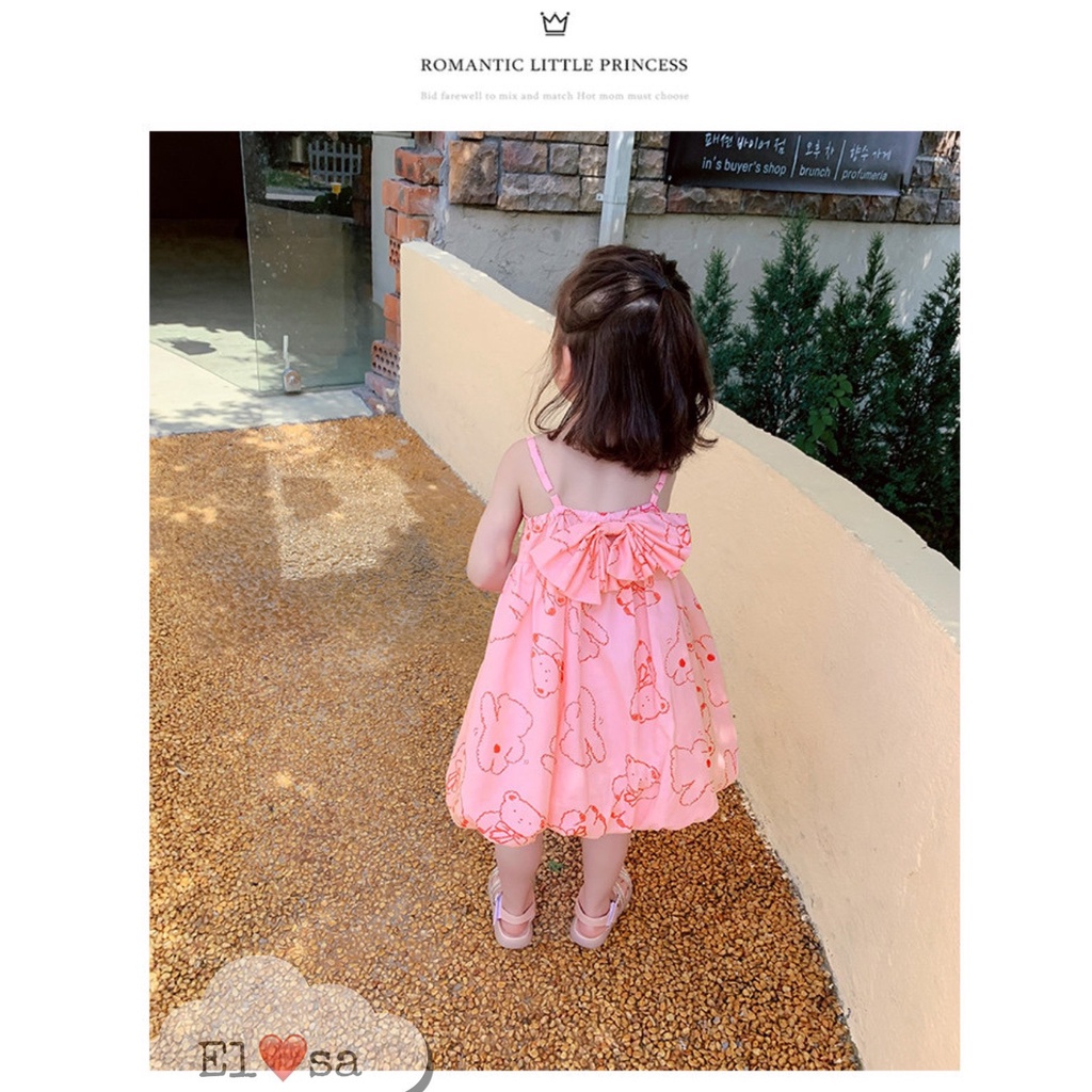 Váy bé gái 2 dây hở lưng nhiều mầu XHN892