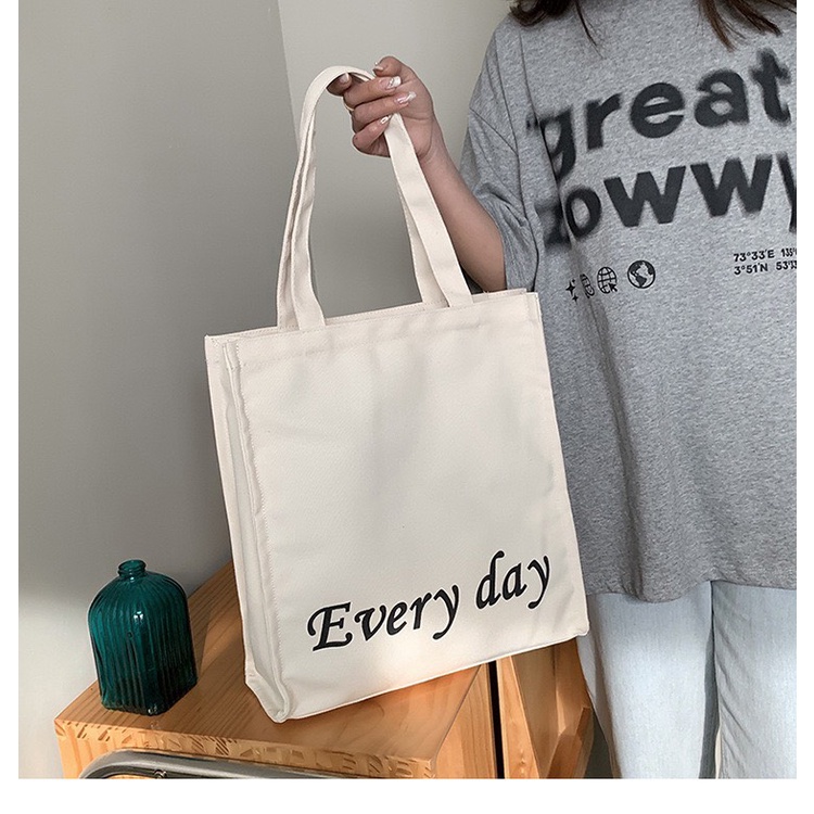 Túi tote túi vải canvas phong cách Hàn quốc có cúc bấm miệng ngăn phụ bên trong thời trang ulzzang-Haka store