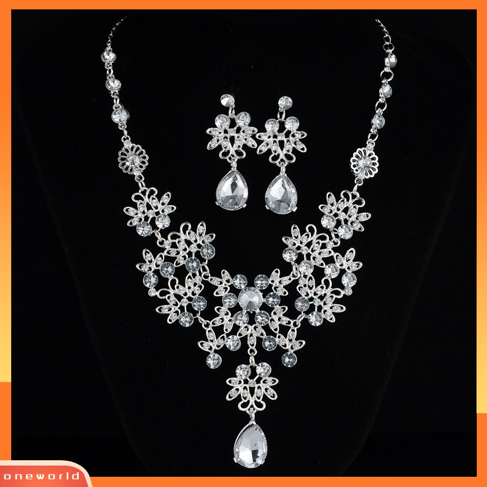 Bộ Vòng cổ + Bông Tai Đính Đá Hình Bướm &amp; Giọt Nước