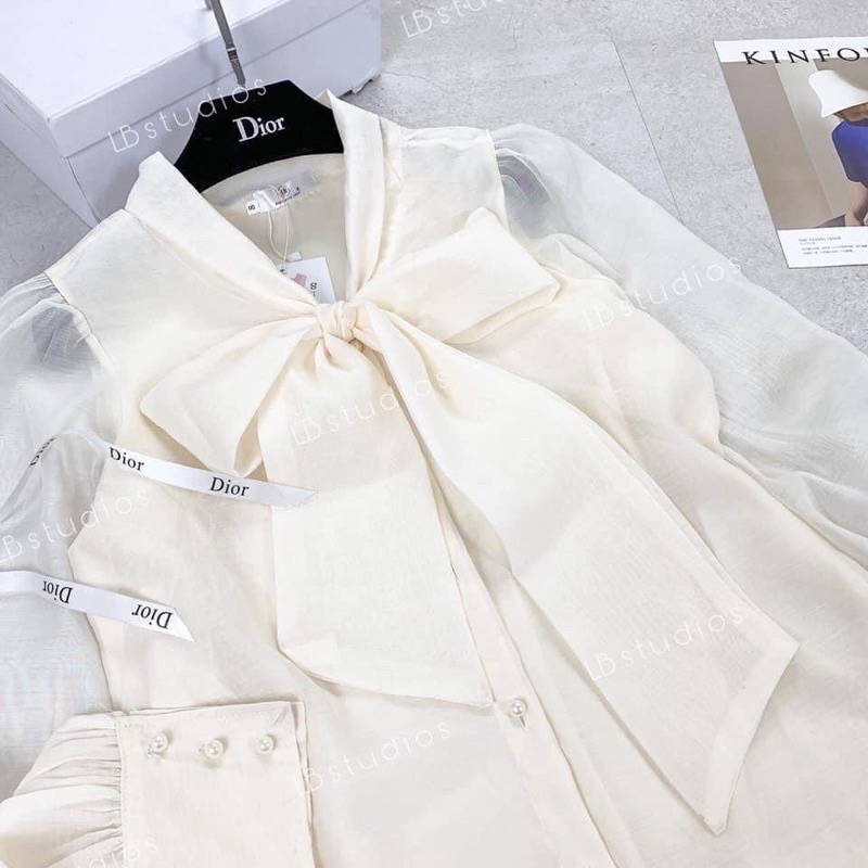 [Hàng L1 có size] Áo sơ mi cổ nơ tay bồng tiểu thư | BigBuy360 - bigbuy360.vn