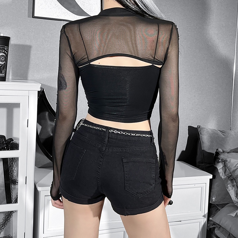 Áo Croptop Trễ Vai Hai Dây In Họa Tiết Đầu Lâu Phong Cách Gothic Harajuku Punk Cho Nữ