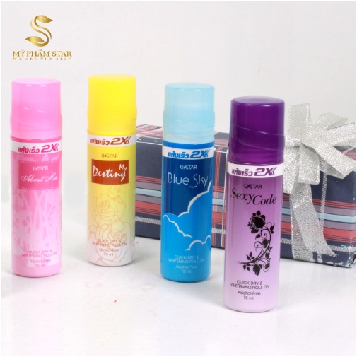 Lăn khử mùi Ustar 2x Thái Lan - Giúp hạn chế sự tiết mồ hôi, kháng khuẩn và ngăn mùi hiệu quả (Lọ 75ml)